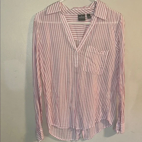 Soho Pink Casual Button Down Shirt - Picture 5 of 5